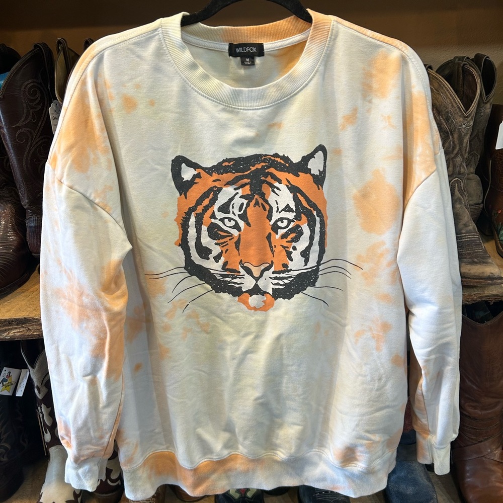 Wild fox Tiger Crewneck, size M, orange tie dye